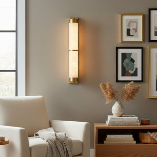 Cylindra Alabaster Brass Wall Light