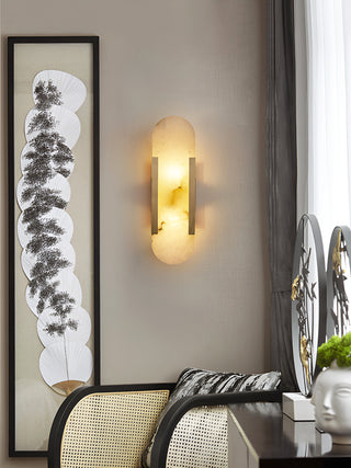 Modern Melange Elongated Alabaster Wall Lamp