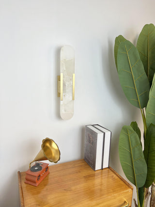 Modern Melange Elongated Alabaster Wall Lamp