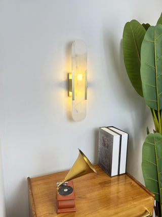 Modern Melange Elongated Alabaster Wall Lamp