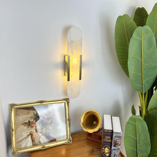 Modern Melange Elongated Alabaster Wall Lamp