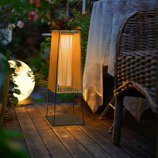 Modern Plastic Rattan Outdoor Post Floor Lamp