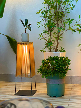 Modern Plastic Rattan Outdoor Post Floor Lamp