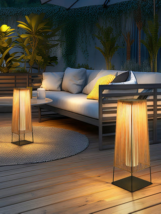 Modern Plastic Rattan Outdoor Post Floor Lamp