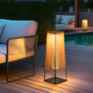 Modern Plastic Rattan Outdoor Post Floor Lamp