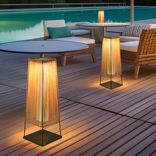 Modern Plastic Rattan Outdoor Post Floor Lamp