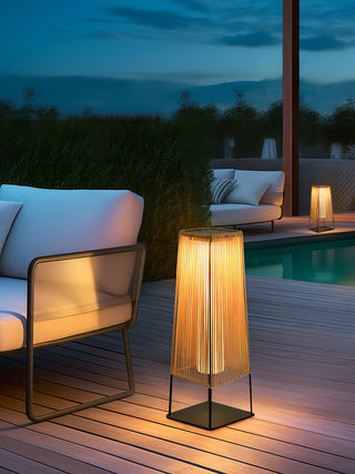 Modern Plastic Rattan Outdoor Post Floor Lamp