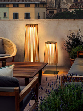 Modern Plastic Rattan Outdoor Post Floor Lamp