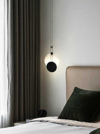 Modern Round Black Alabaster Pendant Lamp