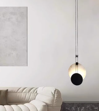 Modern Round Black Alabaster Pendant Lamp