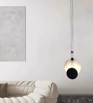 Modern Round Black Alabaster Pendant Lamp