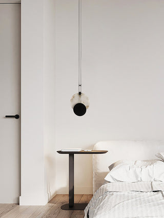 Modern Round Black Alabaster Pendant Lamp