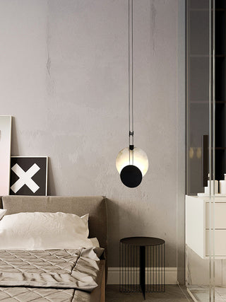 Modern Round Black Alabaster Pendant Lamp