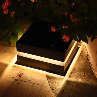 Modern Square Black Post Outdoor Light