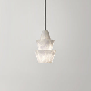 Modern Stacked Conical Alabaster Pendant Light