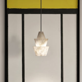 Modern Stacked Conical Alabaster Pendant Light