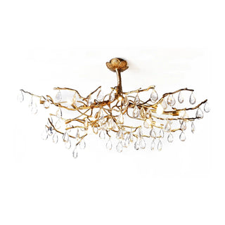 Arboris Brass Tree Branch Raindrop Chandelier