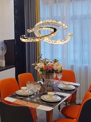 Modern Crystal Double C Chandelier