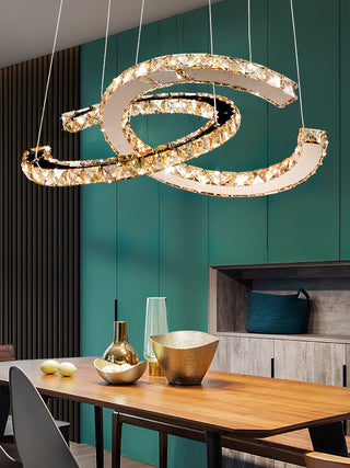 Modern Crystal Double C Chandelier