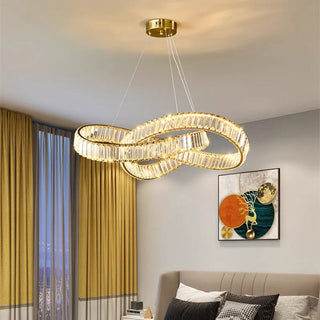 Modern Round Gold Crystal Hanging Chandelier