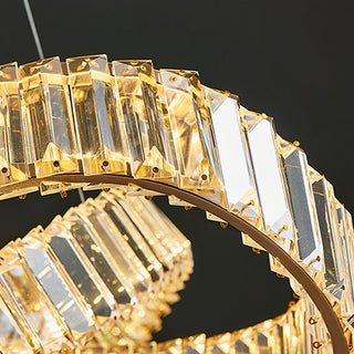 Modern Round Gold Crystal Hanging Chandelier