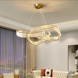 Modern Round Gold Crystal Hanging Chandelier