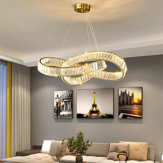 Modern Round Gold Crystal Hanging Chandelier