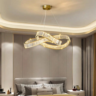 Modern Round Gold Crystal Hanging Chandelier