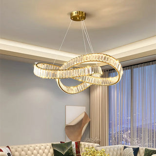 Modern Round Gold Crystal Hanging Chandelier