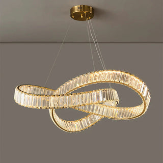 Modern Round Gold Crystal Hanging Chandelier