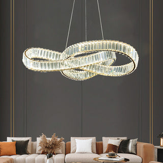 Modern Round Gold Crystal Hanging Chandelier