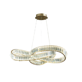 Modern Round Gold Crystal Hanging Chandelier