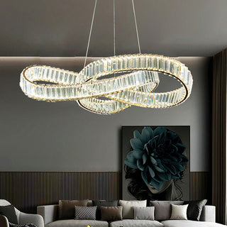 Modern Round Gold Crystal Hanging Chandelier