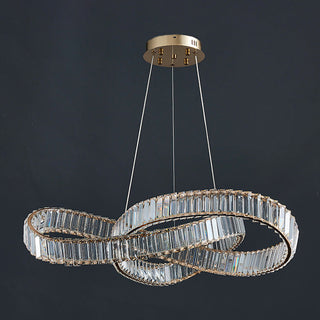 Modern Round Gold Crystal Hanging Chandelier