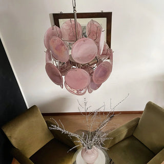 Vintage Murano Pink Glass Chandelier