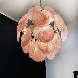 Vintage Murano Pink Glass Chandelier