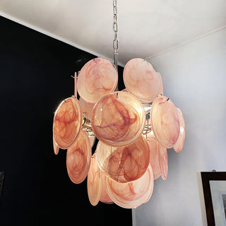 Vintage Murano Pink Glass Chandelier