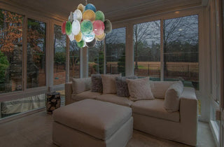Round Glass Colorful Chandelier
