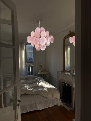 Vintage Murano Pink Glass Chandelier