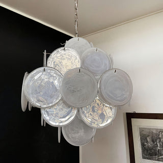 Vintage Murano White Glass Chandelier