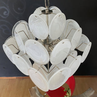 Vintage Murano White Glass Chandelier