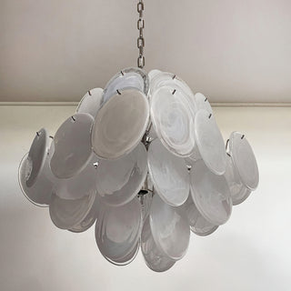 Vintage Murano White Glass Chandelier