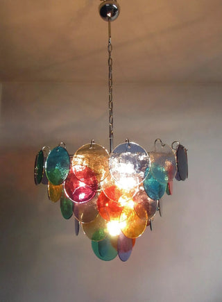 Elegant Murano Disc Multicolored Chandelier