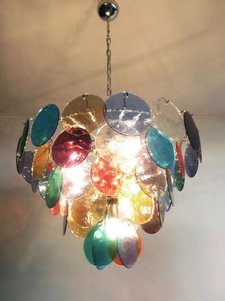 Elegant Murano Disc Multicolored Chandelier