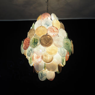 Vintage Murano Multicolored Disks Chandelier