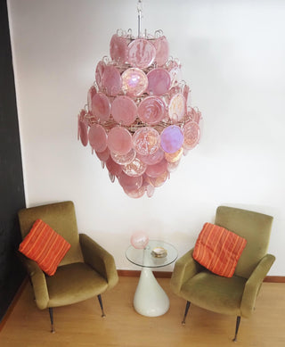 Vintage Murano Pink Disks Chandelier