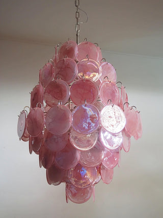 Vintage Murano Pink Disks Chandelier