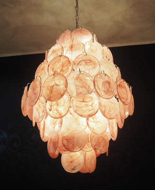 Vintage Murano Pink Disks Chandelier