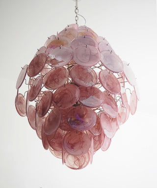 Vintage Murano Pink Disks Chandelier