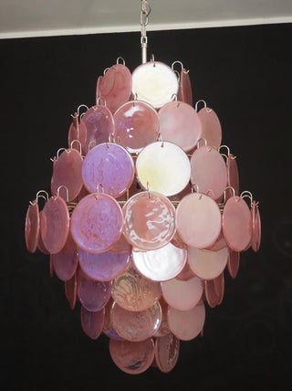 Vintage Murano Pink Disks Chandelier